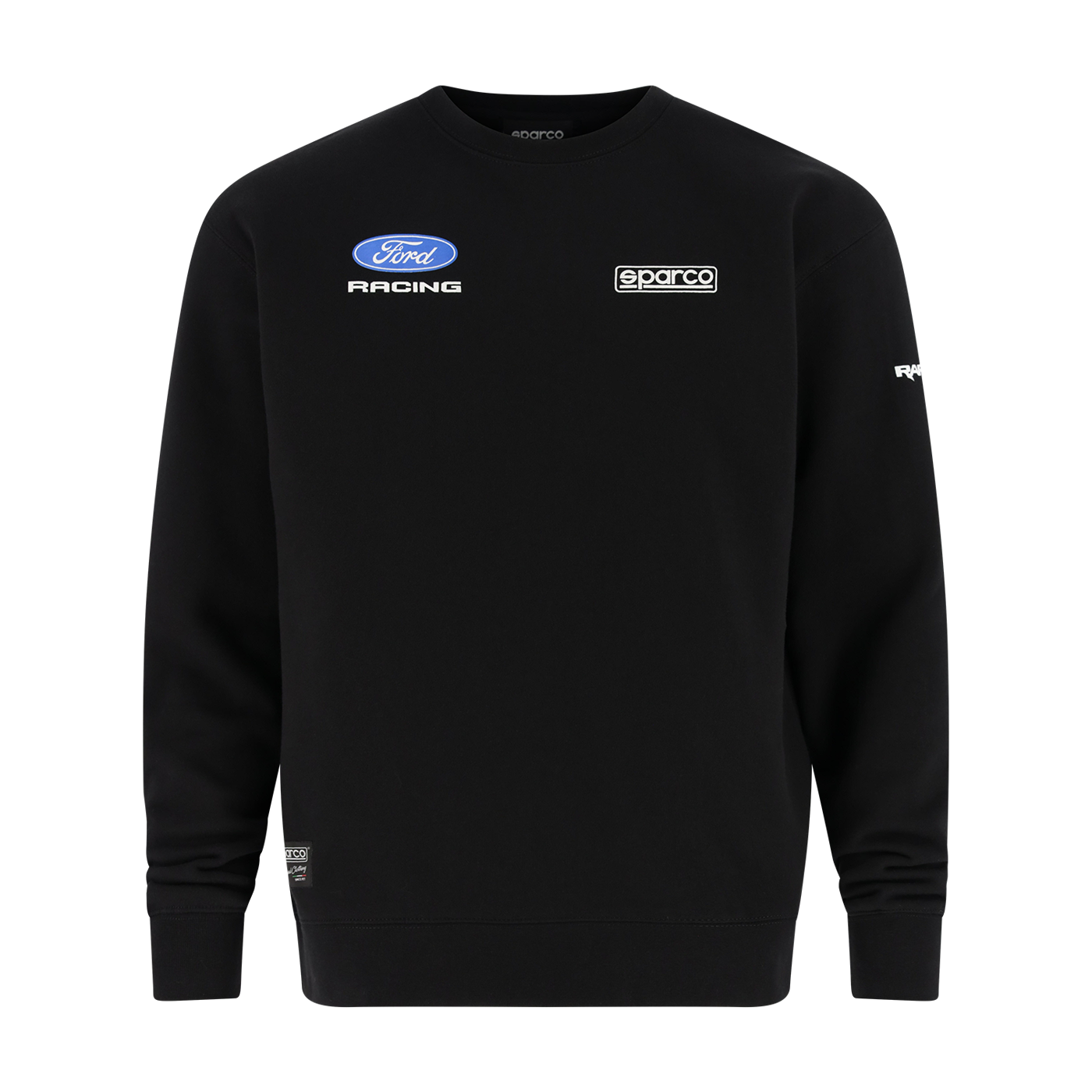 Black sweatshirt with Ford Racing and Sparco logos on a white background